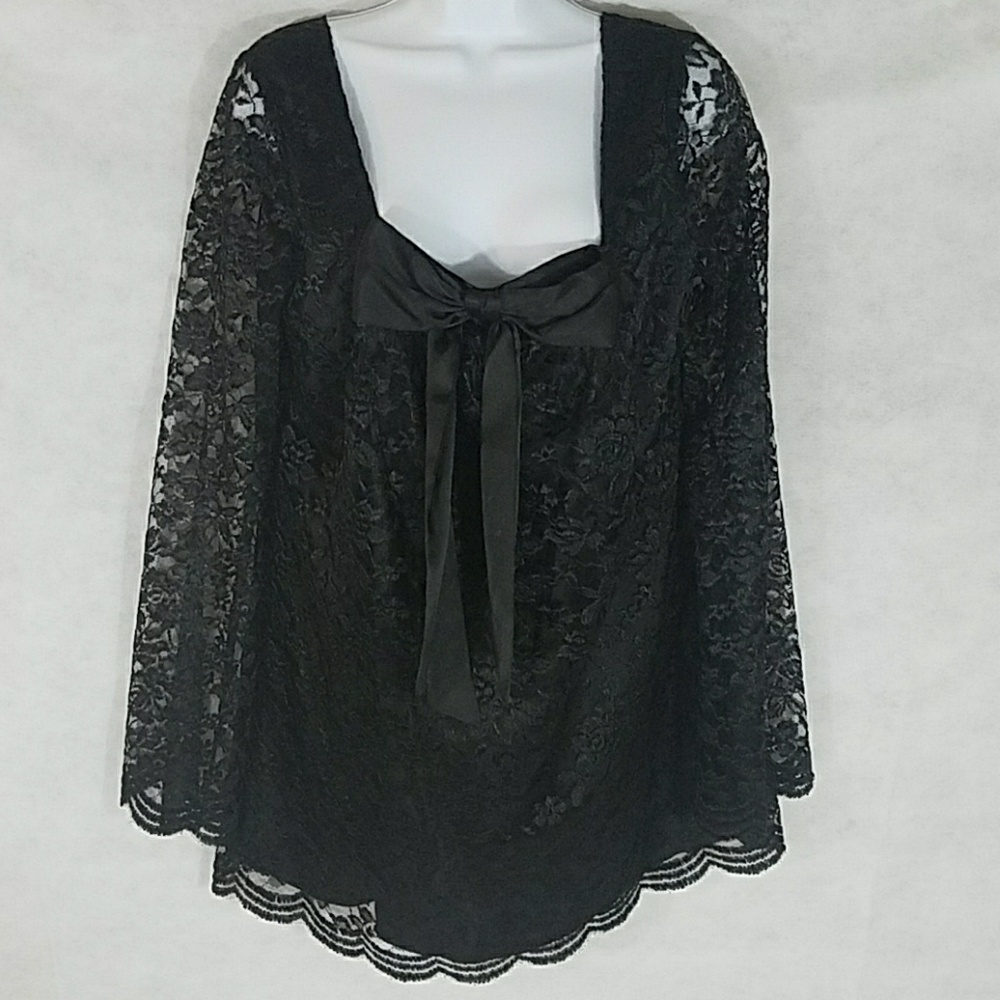Alexandra Dillon lace blouse silky ribbon bow